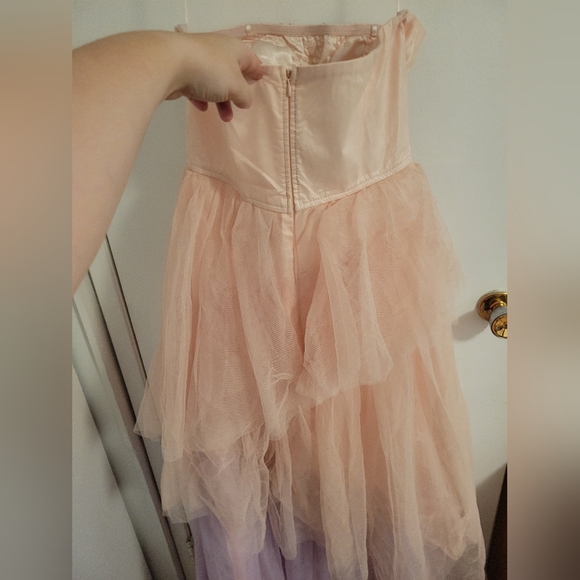 Strapless Pink with Purple detail formal dress - Picture 3 of 5